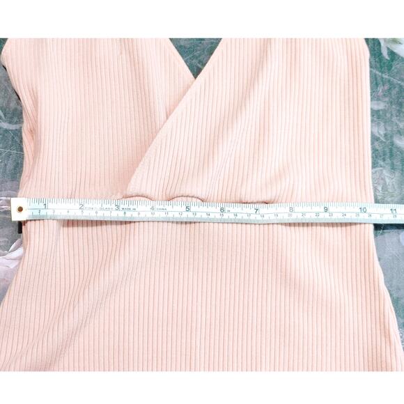 Reformation Macey Bodysuit Sleeveless Tie Shoulder Ribbed Soft Pink Womens Sz S - Picture 8 of 10